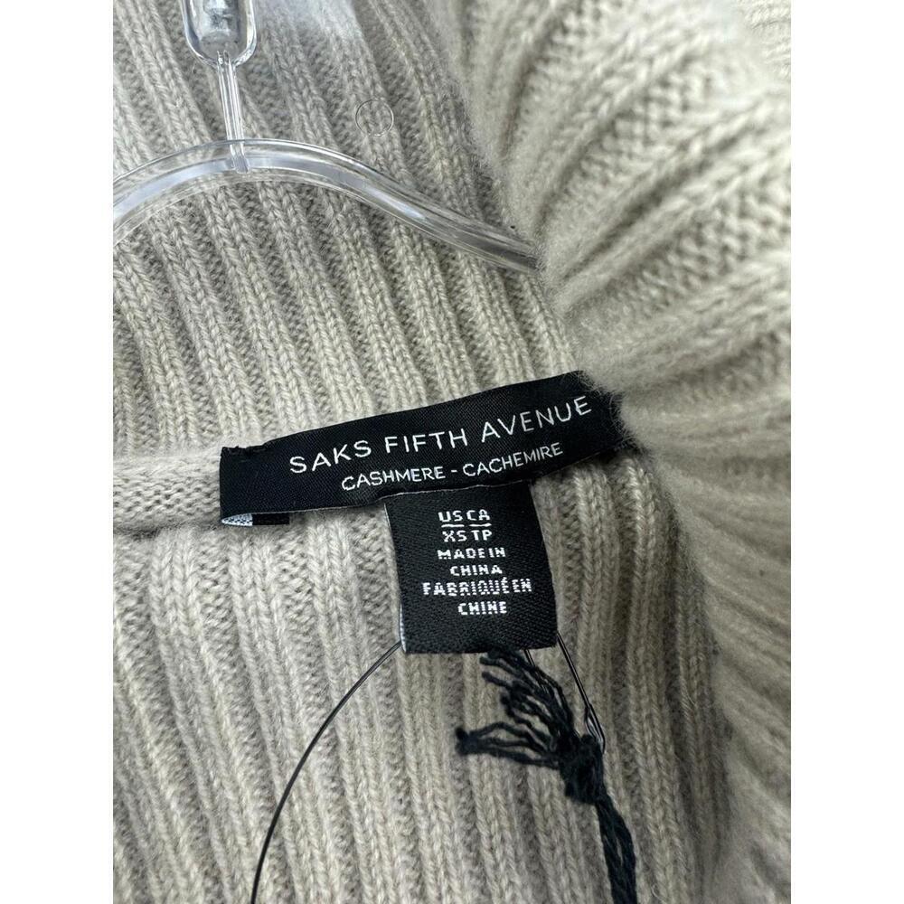 Saks Fifth Avenue Cashmere Pullover Turtleneck Sweater Striped Beige Size XS - Picture 4 of 5